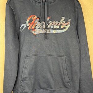 Akademiks Men’s Streetwear Blue Hoodie with Vibrant Embroidered Accents Y2K